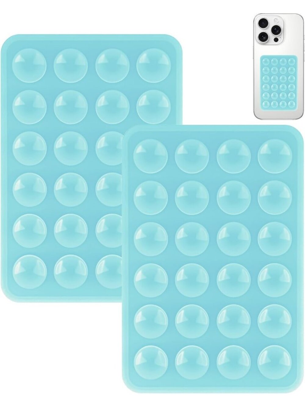 2 Pack Light Blue Silicone Suction Phone Mount Silicon Adhesive Smartphones Case